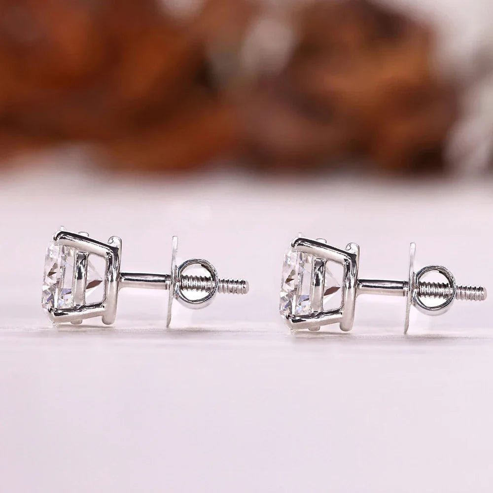 Certified 1/2/3/4/5carat Moissanite Stud Earrings for Women Men 925 Sterling Silver Sparkling Diamond Screw Back Ear Studs