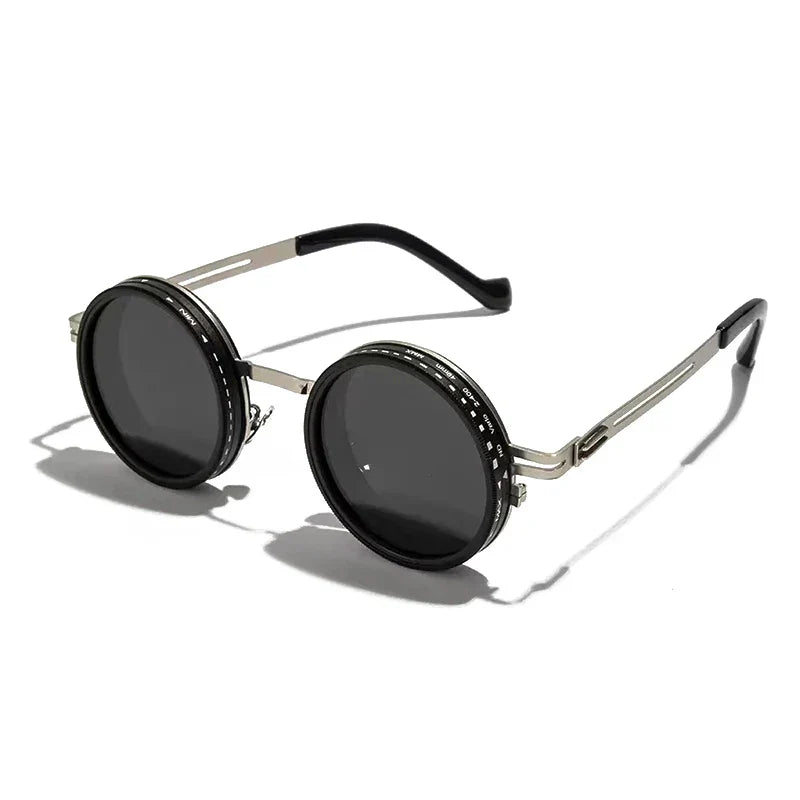 Metal Round Punk ND9-level Adjustable Dimming Sunglasses Women Polarized UV400 Fashion Men Outdoor Sun Glasses