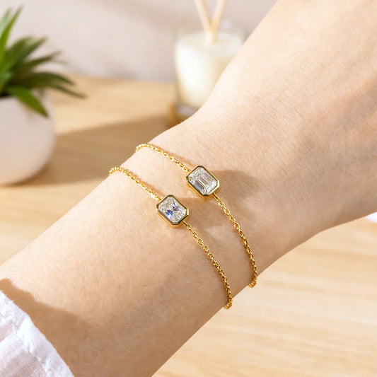1CT Solitaire Diamond Moissanite Bubble Bracelets For Women 925 Silver Plated 18k Minimalist Charm Wrist Chain Adjustable