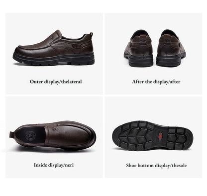Golden Camel Men's Shoes 2026 New Business Casual Soft Sole Leather Shoes Brand Design Soft Soles Non-slip Velvet Warm Loafers