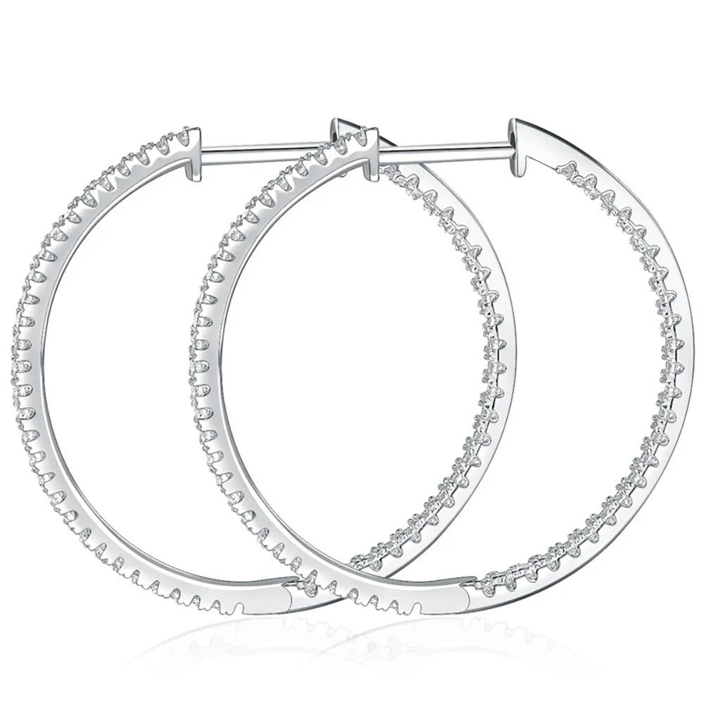 1.2mm Moissanite Hoop Earrings for Women European and American Circle S925 Sterling Silver Sparkling Diamond Earring Jewelry