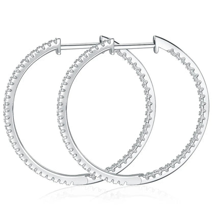 1.2mm Moissanite Hoop Earrings for Women European and American Circle S925 Sterling Silver Sparkling Diamond Earring Jewelry