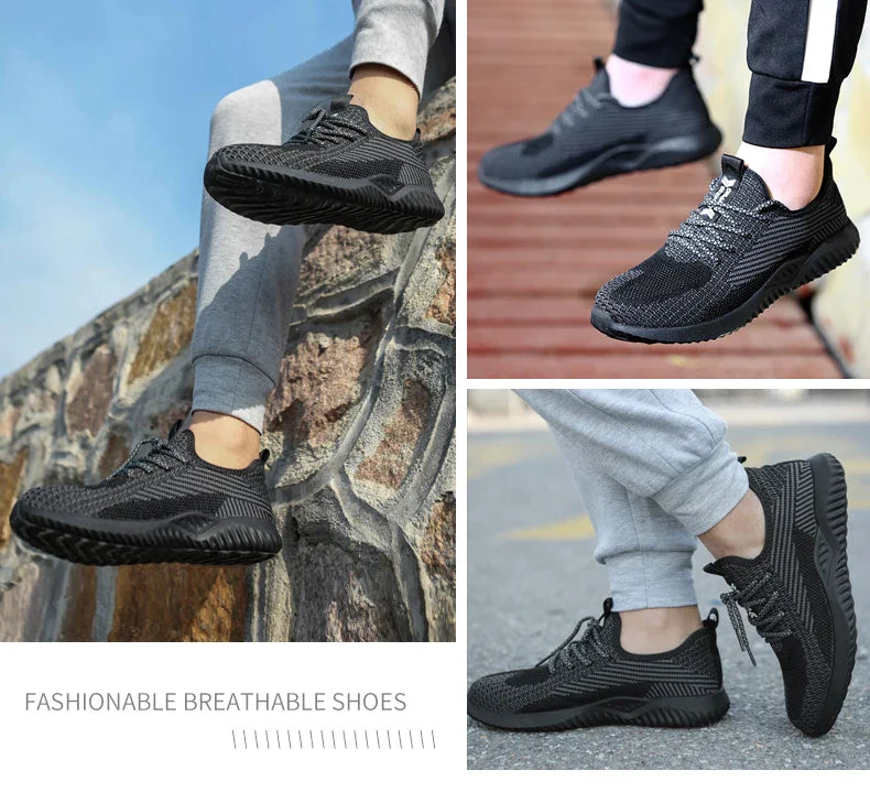 Safety shoes, breathable lightweight work shoes, puncture-resistant and smash-proof protective shoes, steel-toe shoes