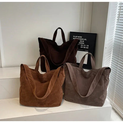 Large Capacity Velvet 2024 Hot Selling Tote Bag Zipper Solid Color Popular Fashion Handbag Soft Simple Commuting Shoulder Bag