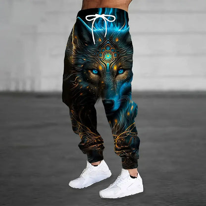 Men's Sweatpants Retro 3D Square Printed Sweatpants Men's Loose Pocket Drawstring Sweatpants Winter Thick Warm Sweatpants