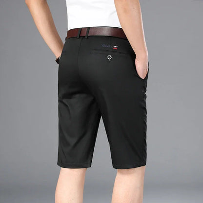 6 Colors Casual Shorts Men Summer New Fashion Business Straight Elastic Thin Short Pants High Quality Male Clothes Khaki Beige