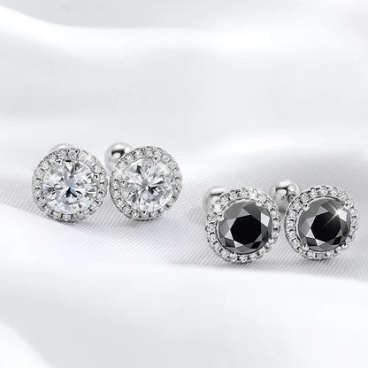 0.5-1CT Black Moissanite Studs Earring for Women Classic Wedding Jewelry 925 Sterling Silver Screw Ear Stud Birthday Gift