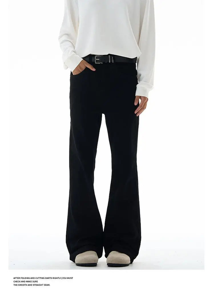 Calça Masculina Vintage Disco Flare Sólida Elástica Slim Fit Estilo Hippie Calça Casual de Perna Larga Streetwear Masculino
