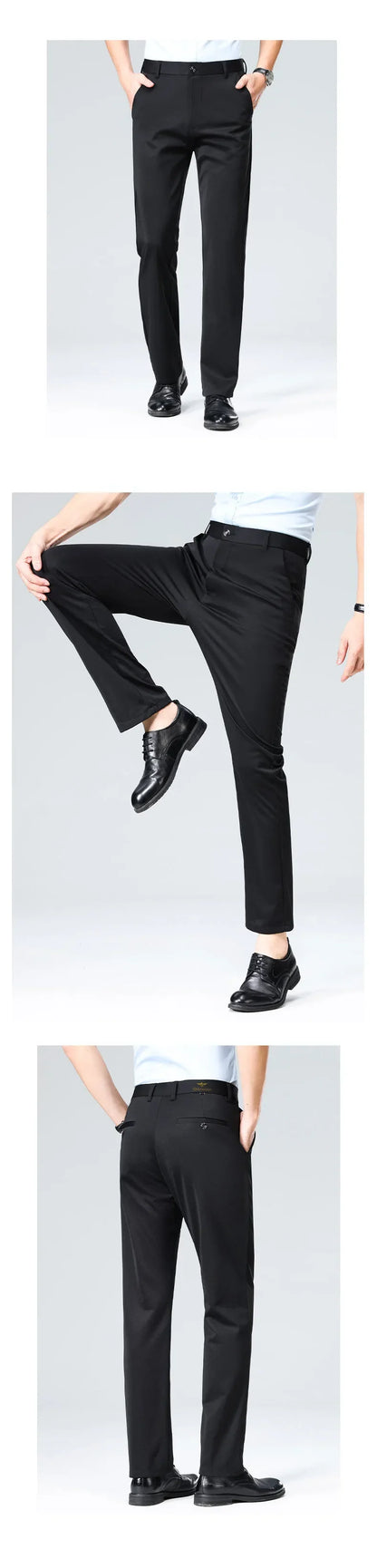 3 PCS Men's Straight Leg Stretch Suit Pants, Business Casual Trousers Combo, Lightweight Breathable All-Season Pants for Men