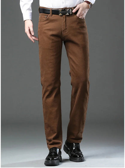 Men's New 92% Cotton Spring Autumn Jeans Stretch Straight Fashion Business Office Trousers Male Casual Plus Size Denim Pants