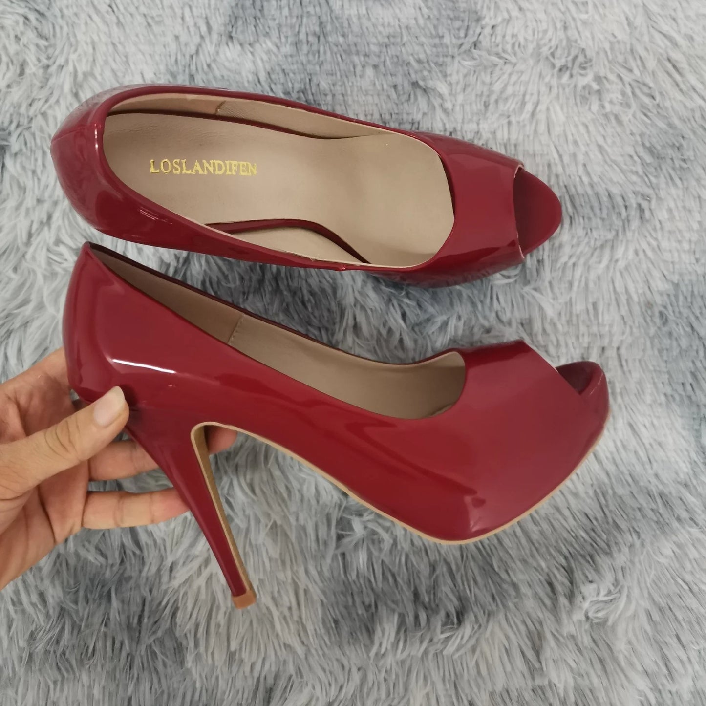 Women Pumps Sexy Open Toe 12cm Thin Heel Platform Patent Leather High Heels Gladiator Party Dress Wedding Shoes