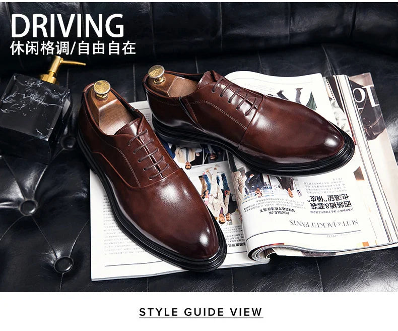 Fashion Business Formal Leather Shoes Men 2026 Summer Low-top Solid Wedding Shoes Black Oxford Pointed Office Shoes Plus Size 46