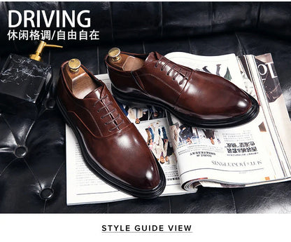 Fashion Business Formal Leather Shoes Men 2026 Summer Low-top Solid Wedding Shoes Black Oxford Pointed Office Shoes Plus Size 46