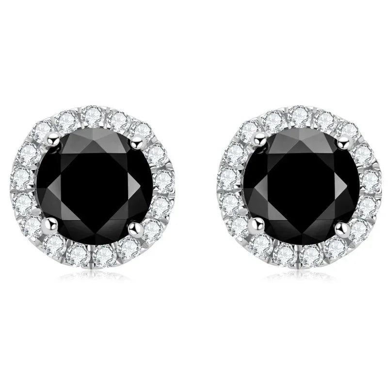 Luxury Real D Color 0.8CT 6mm Black Moissanite Stud Earrings For Women S925 Sterling Silver Diamond Earring Fine Jewelry