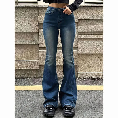 High Waist Flared Jeans Female Stretchy Bootcut Denim Pants