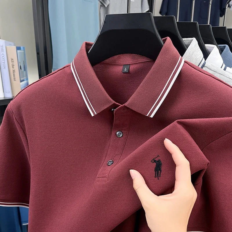 Fashion brand 100% cotton summer new item men's original pony embroidered polo shirt comfortable and breathable short sleeve top