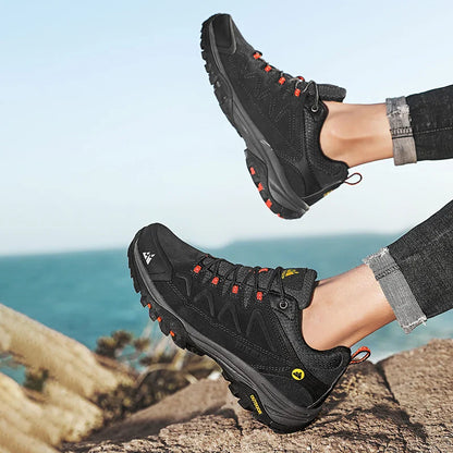 Sapatos Masculinos de Couro HIKEUP para Homens Tênis Casuais Moda Impermeável Inverno Luxo Grife Botas de Trabalho Masculinas Tênis Antiderrapantes