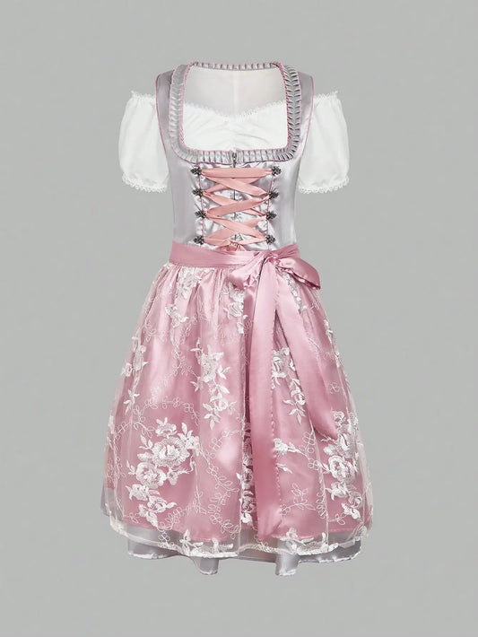 German Traditional Skirt Women's Three Piece Suit, Munich Oktoberfest Costume, Bavarian Style Halloween Carnival Costume
