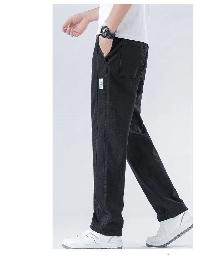 Spring Summer Thin Lyocell Casual Pants Men Loose Straight Fashion Stretch Korean Classic Trousers Men's Clothing Size M-5XL