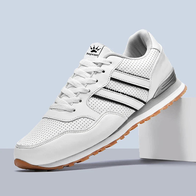 High Quality Men's Vulcanized Sneakers Leather Casual Shoes Breathable Mesh Men Tennis Shoes Male Flat Shoe Zapatillas Hombre