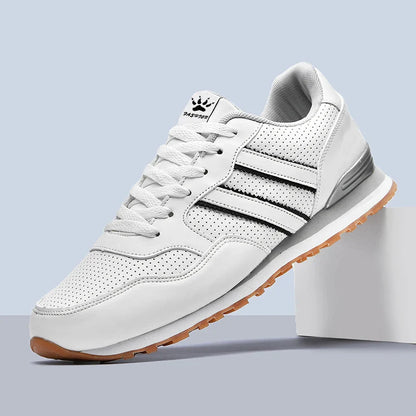High Quality Men's Vulcanized Sneakers Leather Casual Shoes Breathable Mesh Men Tennis Shoes Male Flat Shoe Zapatillas Hombre