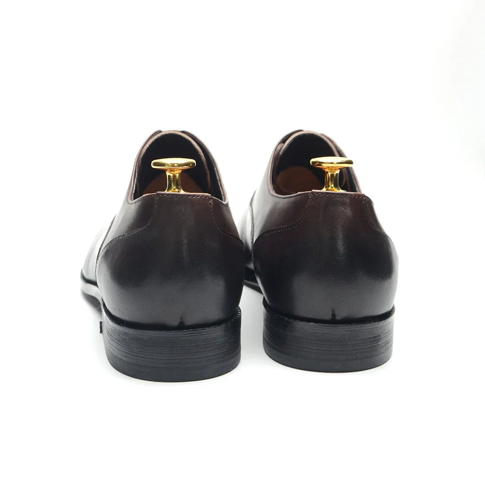 Italian Classy Men's Oxford Dress Shoes Genuine Cow Leather Lace-up Brogue Brown Black Business Office Wedding Formal Shoes Man