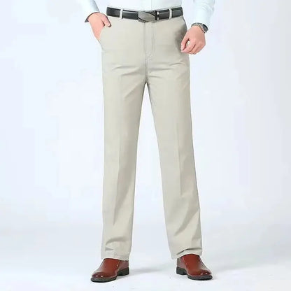 Men's Office-Ready 100% Cotton Casual Business Pants Autumn Thickened Summer Thin Solid Color Quick-Drying Work Trousers GOZBKF