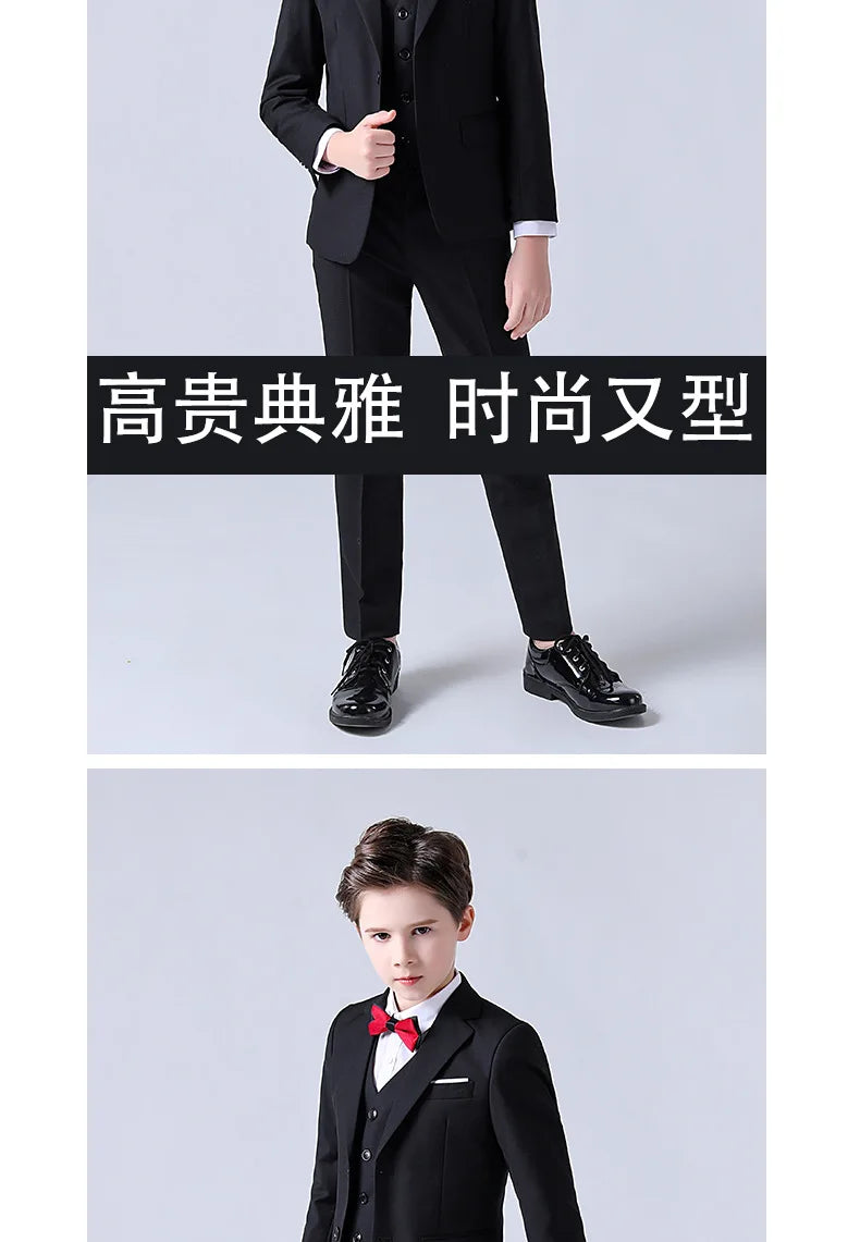 1-14 Years Children Boy Wedding Suit Black Nave Blue Elegant Suits For Children Boys Suits Outfits Set Teenager Kids Suits