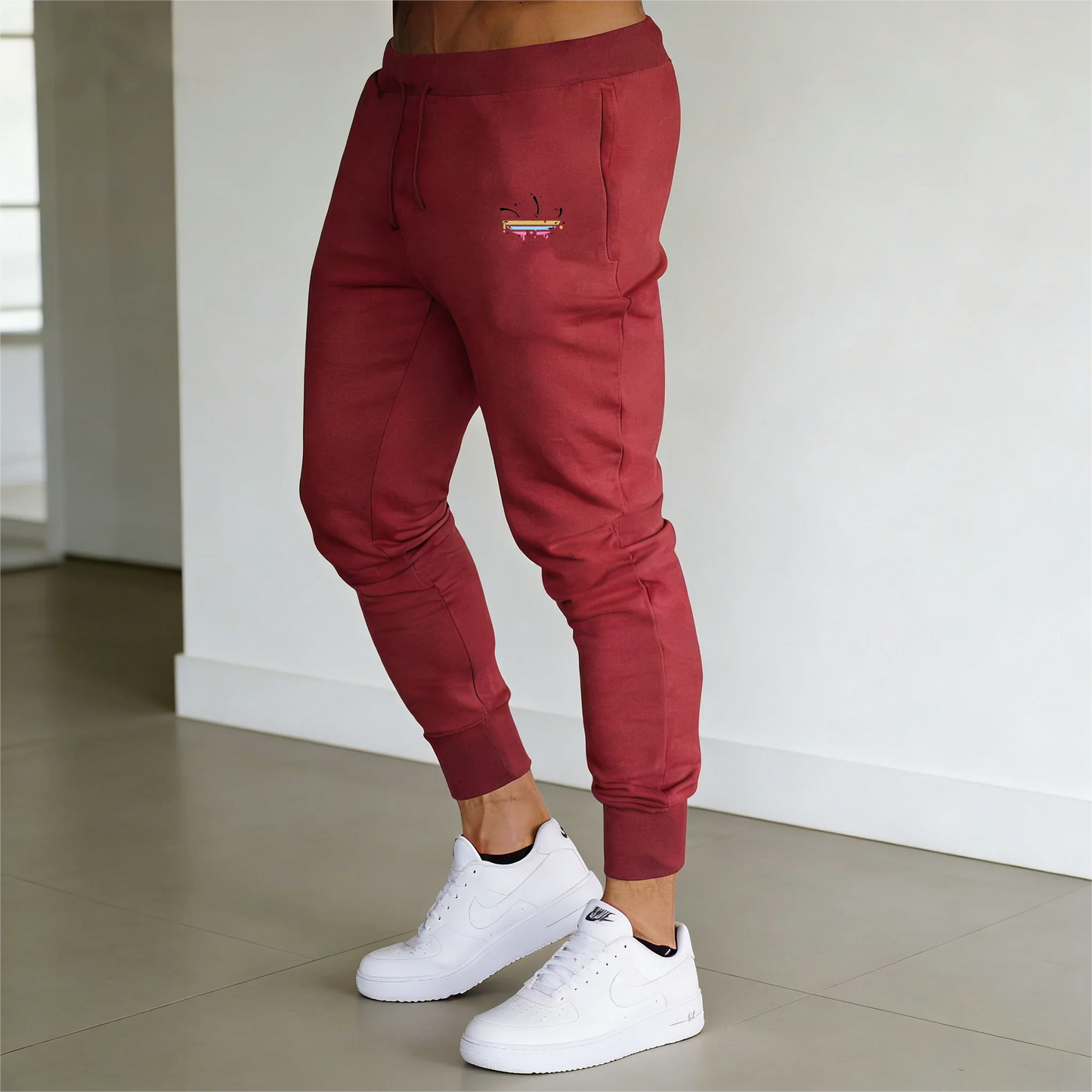 Sports Pants Cake print Spring/Summer/Autumn Jogging Pants Casual Sports Men's Fitness Muite-color Black Belt Jogging Pants