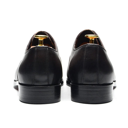 Classic Cowhide Genuine Leather Mens Dress Shoes Black Brown Cap Toe Lace-Up Oxford Company Business Office Formal Shoes for Men