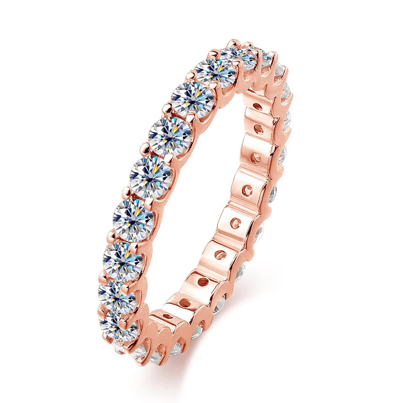 D VVS1 All Moissanite Rings for Women Man Engagement Wedding Eternity Band with GRA S925 Silver Plated 18k Gold Ring
