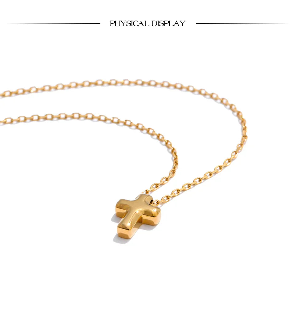 Small Waterproof Stainless Steel Chic Cross Casting Charm Pendant Necklace Unique Classic Fashion Jewelry Bijoux Femme