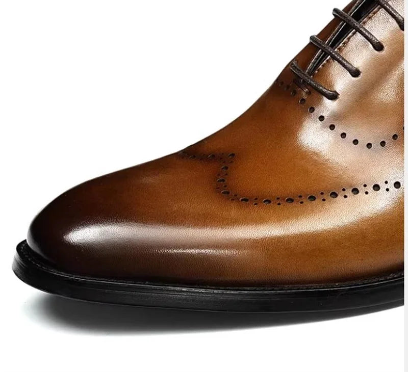 High Quality Cowhide Leather Shoes Men New Style Business Formal Shoes Lace-up Oxford Dress Shoes For Man