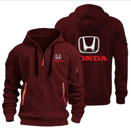 Autumn and Winter Men's Honda Logo Print Casual Hoodie Sportswear Fleece Warm Jacket Suit Shirt Outdoor Racing Fan Clothing