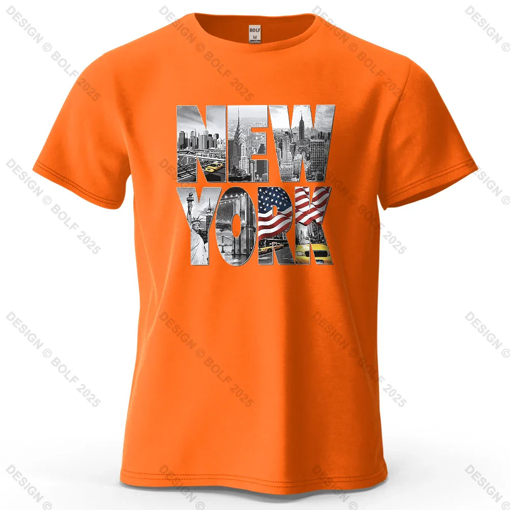 New York City Printed Men's T-Shirt 100% Cotton Oversized City Graphic Tees for Women Tops Tees Casual Streetwear