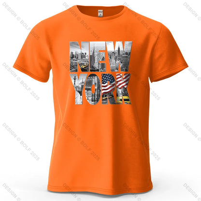 New York City Printed Men's T-Shirt 100% Cotton Oversized City Graphic Tees for Women Tops Tees Casual Streetwear