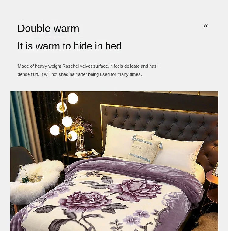 Double layers Raschel Mink Blankets Spring Winter Soft Warm Faux Fur Throw Blankets Heavy Fluffy Weighted Blankets
