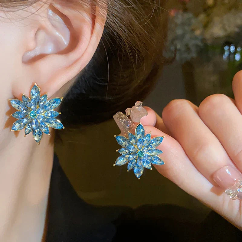 Flower Earrings for Women Korea Simple Sweet Stud Earrings Luxury High-grade Solid Color Charm Jewelry Girls Gift