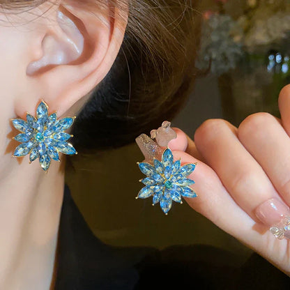 Flower Earrings for Women Korea Simple Sweet Stud Earrings Luxury High-grade Solid Color Charm Jewelry Girls Gift
