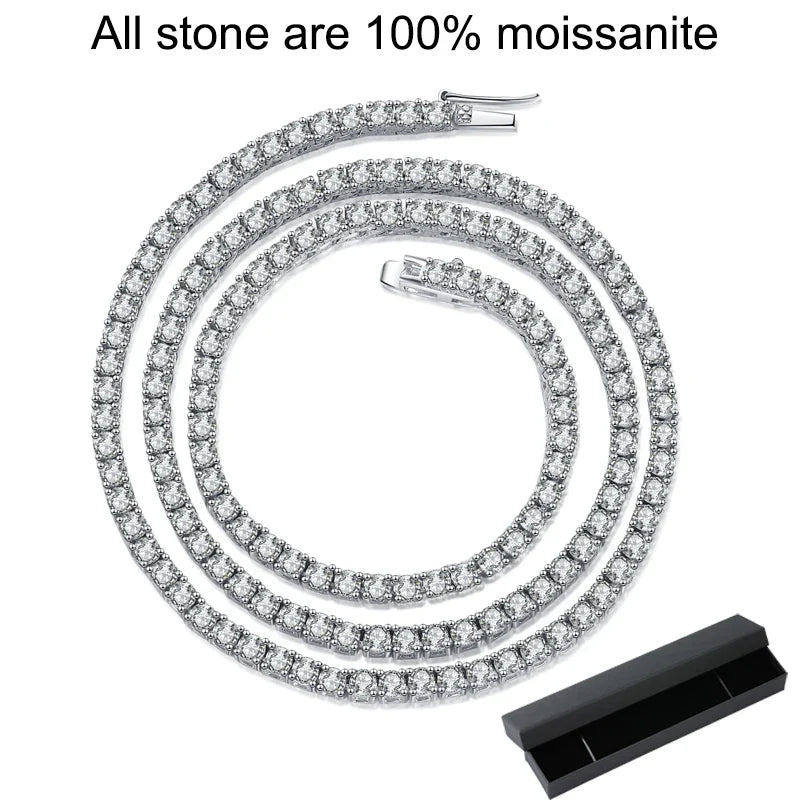 2.5-6.5mm Full Moissanite Tennis Necklace for Women Sparkling Diamond Pendant 925 Sterling Silver Fine Jewelry Gift GRA