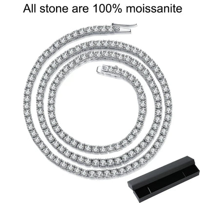 2.5-6.5mm Full Moissanite Tennis Necklace for Women Sparkling Diamond Pendant 925 Sterling Silver Fine Jewelry Gift GRA