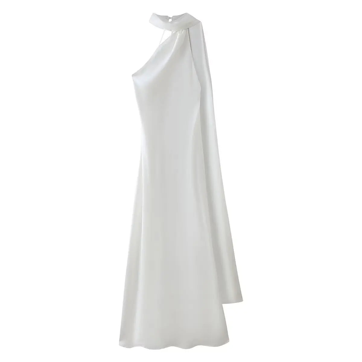 Elegant Women's Soft Silk Satin Long Dress Halter Backless Sleeveless Maxi Dresses Summer Lady Long Ribbon Party Gowns