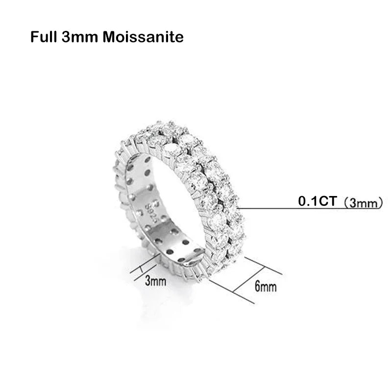 Luxury 2.2cttw 3mm Moissanite Full Enternity Diamond Engagement Ring For Women S925 Silver Wedding Band Rings Fine Jewelry