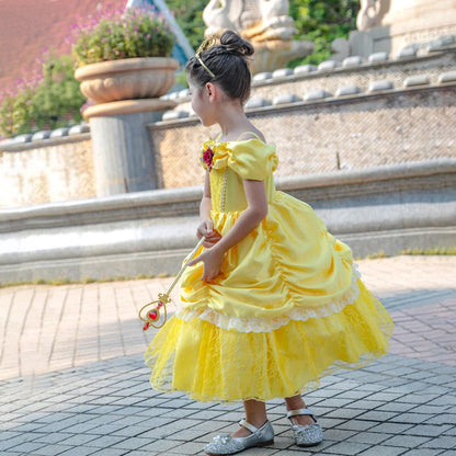 Girls Belle Cosplay Princess Dress Children Beauty Beast Clothes Birthday Carnival Christmas Party Costume Kids Ball Gown 2-11T