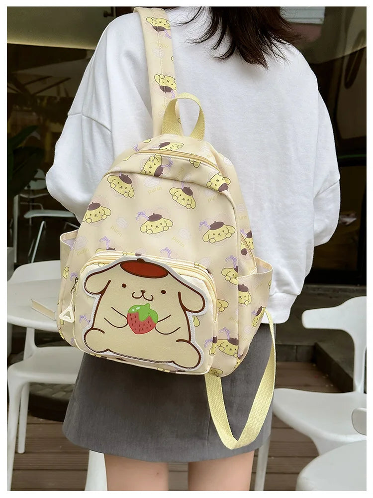Anime Cartoon Kuromi Melody Cinnamoroll Backpack Boys Girls Cartoon Hello Kitty Kawaii Canvas Fashion Children's Schoolbag