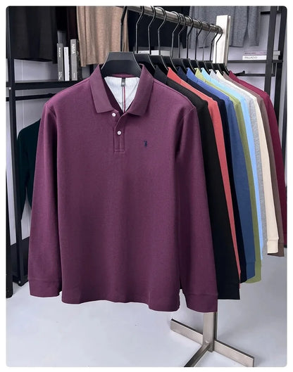 High end brand 100% cotton long sleeve polo shirt fashion luxury pony embroidery business casual comfort new Paul men's T-shirt