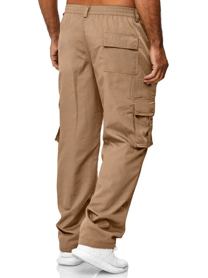Men's Cargo Trousers Casual Multi-pocket Loose Straight Trousers Stretch-waist Spring Autumn Street Outdoor Sports Fitness Pants
