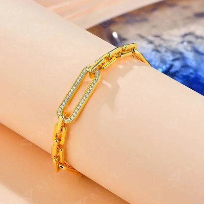 S925 Sterling Silver Moissanite Bracelet Yellow Gold Plated Bracelets for Women Adjustable 16+5cm High Quality Jewelry