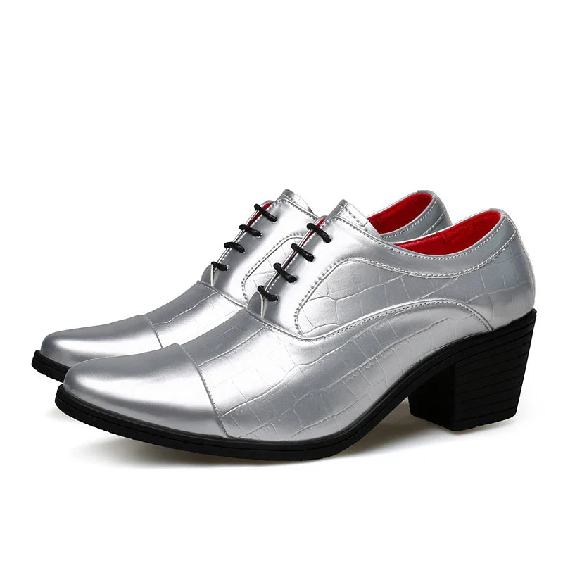 Red High Heels Shoes Man Dress Shoes Luxury Elegant Men's Leather Shoes Big Size 38-46 Pointed Toe Italian Wedding Shoes For Man