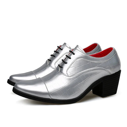 Red High Heels Shoes Man Dress Shoes Luxury Elegant Men's Leather Shoes Big Size 38-46 Pointed Toe Italian Wedding Shoes For Man